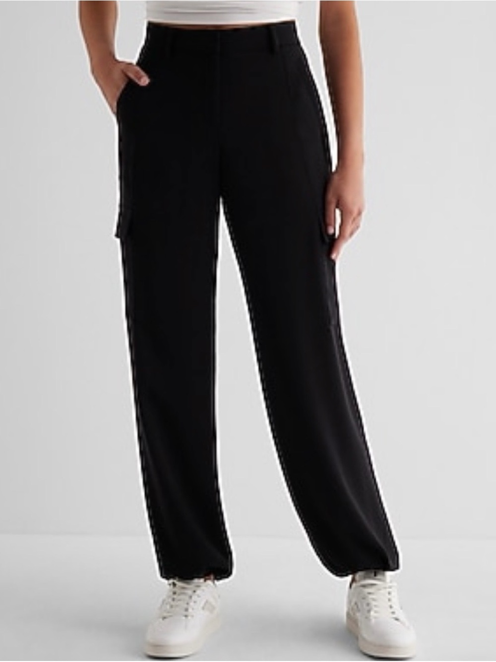Express women High Waisted Convertible Hem CargoTrouser Pant Sz 8L